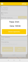 Screen z android aplikace Taxi Ostrava